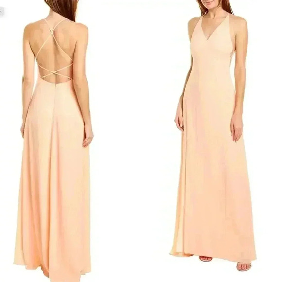 Fame and Partners Maxi Dress Peach Size 8 - Picture 1 of 14